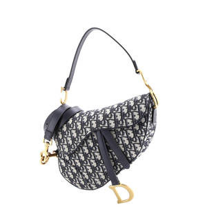 Christian Dior Medium Saddle Handbag with Strap Oblique Canvas
